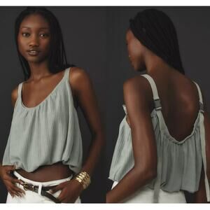 Anthropologie Ribbed Buckle Bubble Tank